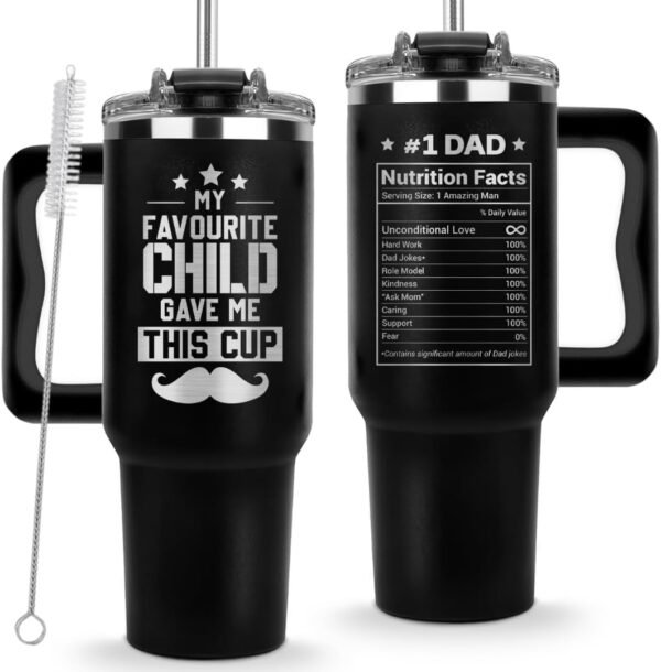 Vivulla68 Father's Day Gift from Daughter or Son - My Favorite Child Gave Me This Cup | Funny Dad Tumbler 40oz with Lid & Straw | Cute Papa Coffee Mug | Insulated Travel Cup for Dad
