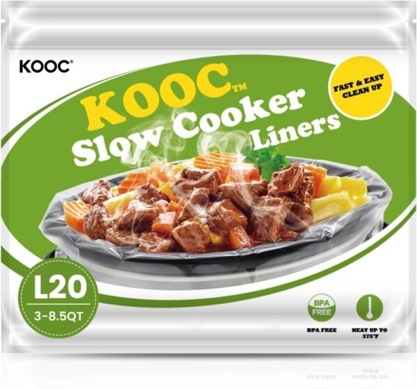 KOOC Slow Cooker Liners 13"x21" 20 Count Easter Cooking Bags Pot Liners Disposable Bags Fit 3 qt to 8.5 qt Slow Cooker BPA Free, 2 Packs (20 Liners Total)
