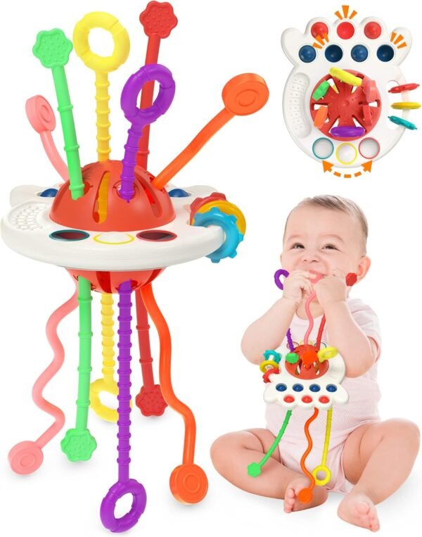 Yetonamr Baby Sensory Montessori Toys for 6-12-18 Months, Silicone Teething Toys, Toddler Easter Basket Stuffers Birthday Gift Travel Toy for 1 2 Year Old Boy Girl Infant 8 9 10 Months Old
