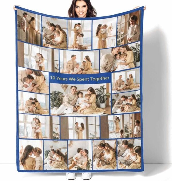 D-Story Fathers Day Dad Mom Gifts Custom Blanket with Pictures Customized Blanket Personalized Photo Throw Blanket Customize for Baby Mother Friends Dog Birthday Valentines Christmas-Made in USA