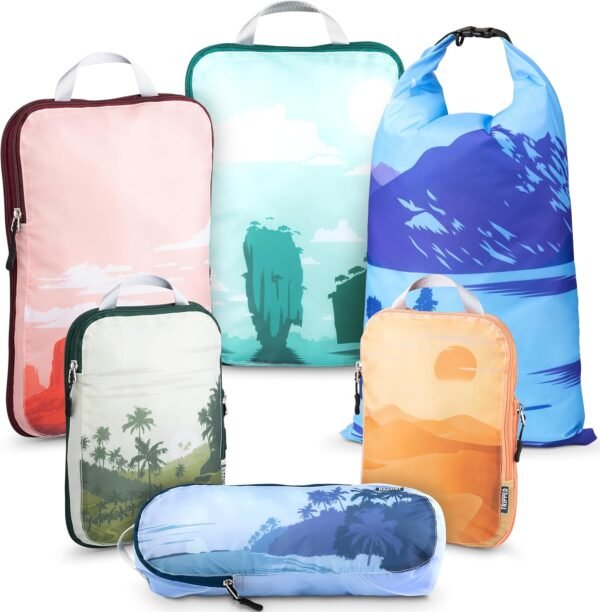 Compression Packing Cubes for Travel - Luggage and Backpack Organizer Packaging Cubes for Clothes by TRIPPED Travel Gear