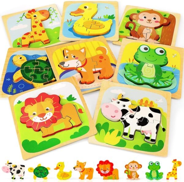 TOY Life Wooden Toddler Puzzles for 1-3, Montessori Toys for 1 2 3 Year Old, Animals Puzzles for Toddlers 2-4, Kids Wood Puzzle Educational Toy for Baby 12-18, Best Learning Toy Gifts for Boys Girls