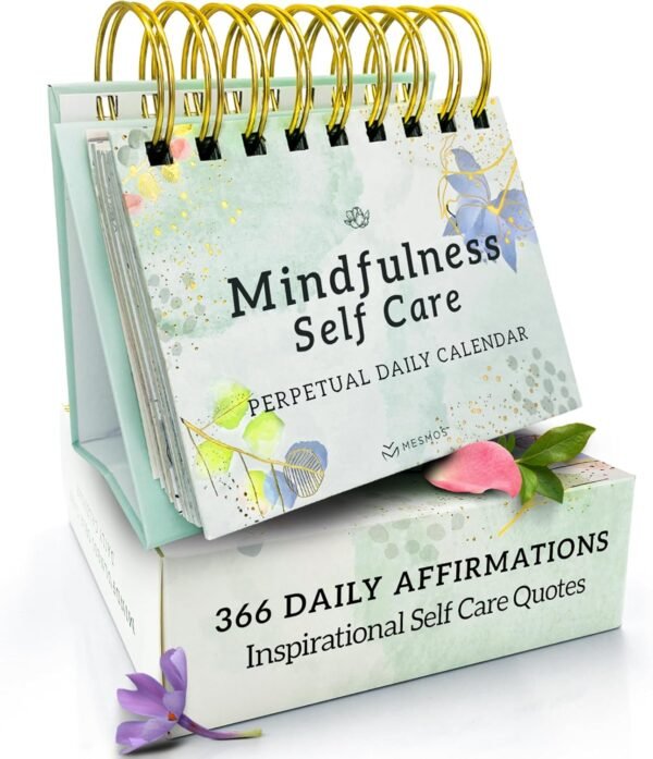 MESMOS Inspirational Gifts for Women, Perpetual Calendar with 366 Daily Affirmations, Mindfulness Self Care Gifts, Cute Office Desk Accessories, Office Decorations, Desk Decor for Women