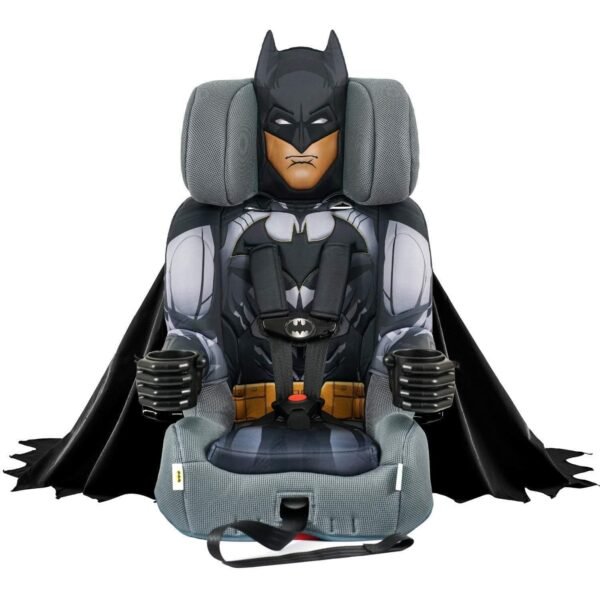 KidsEmbrace DC Comics Black Batman 2-in-1 Forward-Facing Car Seat Latch | 5-Point Harness 26.5-65lbs converts to Belt-Positioning Booster 40-100lbs | Adjustable