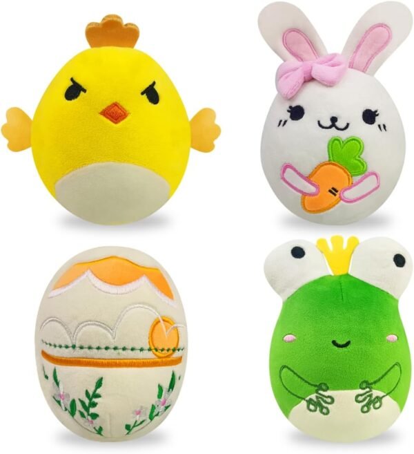 4 Pack 6 Inch Easter Stuffed Plush Toys for Kids Boys Girls Toddlers Easter Basket Stuffers Fillers Gifts