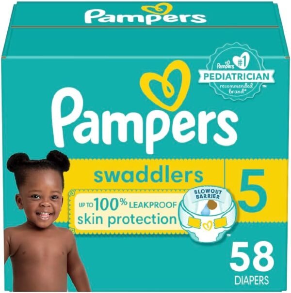 Pampers Baby Diapers - Swaddlers - Size 5, 58 Count, Ultra Absorbent Disposable Infant Diaper