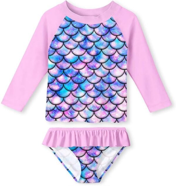UNIFACO Toddler Girls Swimsuit Rashguard Set Summer Beach Breathable Tankini with UPF 50+ Sun Protection 2-8T