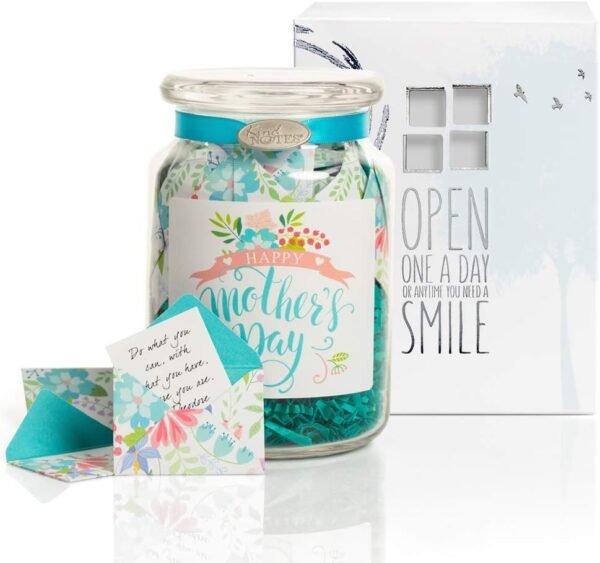 Glass Keepsake Gift Jar with MOM Messages (from Child to Mother) - Fresh Cut Floral Happy Mother's Day