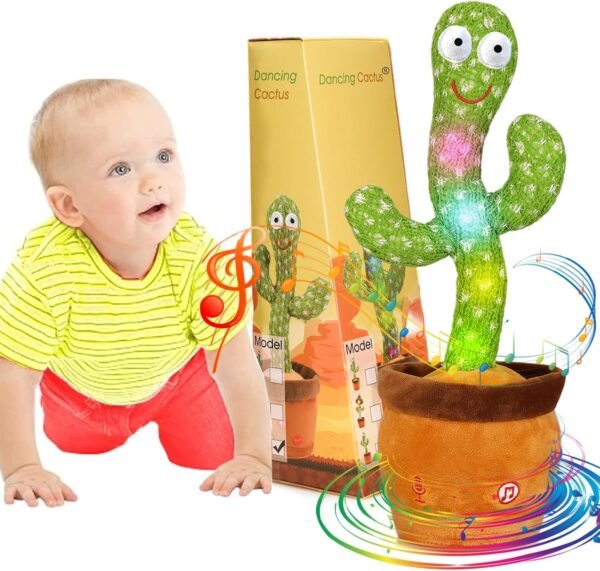Emoin Dancing Cactus Baby Toys 6 to 12 Months, Talking Cactus Toys Repeats What You Say Baby Boy Toys, Dancing Cactus Mimicking Toy with LED English Sing Talking Musical Toys