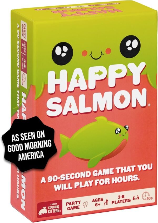 Happy Salmon by Exploding Kittens - 3-8 Players - Ages 6+ - 90 Second Rounds - Easy to Learn Quick Matching Card Game - Ideal for Party, Family Game Night, Kid and Adult