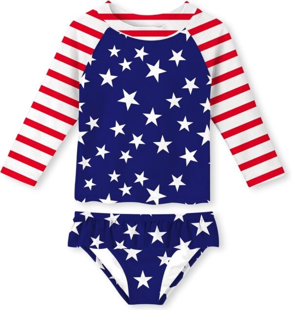 UNIFACO Toddler Girls Swimsuit Rashguard Set Summer Beach Breathable Tankini with UPF 50+ Sun Protection 2-8T