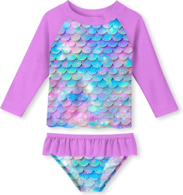 UNIFACO Toddler Girls Swimsuit Rashguard Set Summer Beach Breathable Tankini with UPF 50+ Sun Protection 2-8T