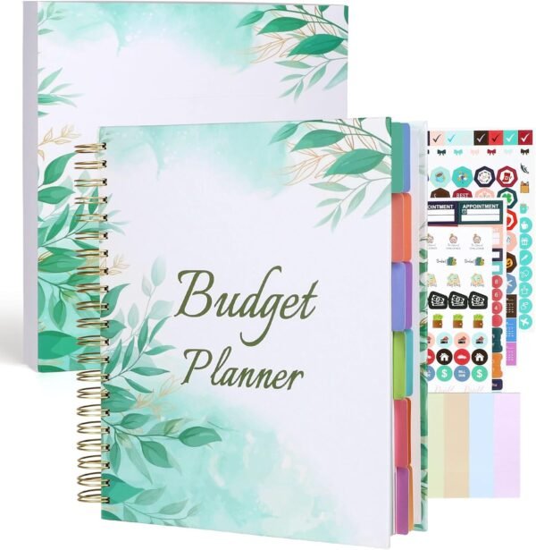 8.5 x 11 inch Large Budget Planner 2025 and Monthly Bill Organizer with Pockets, Financial Planner Organizer Undated Budget Book Expense Tracker with Stickers, Sticky Notes and Gift Box