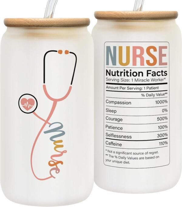 Nurse Gifts for Women - Nurses Week Gifts - Gift for Nurses - Nurse Rn Lpn Practitioner Gift for Women - Retirement, Graduation Appreciation Nursing Student Ideas - 16 Oz Frosted Can Glass