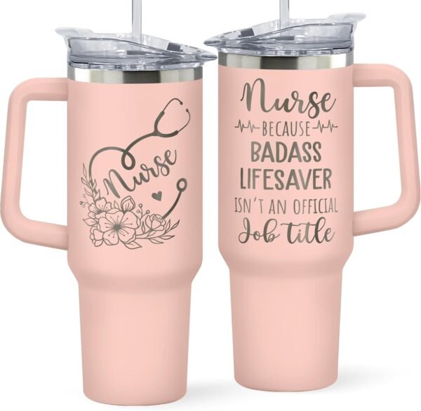 Nurse Gifts for Women - Nurses Week Gifts - Appreciation Gift for Nurses - Nurse Rn Lpn Practitioner Gift for Women - Retirement, Graduation Nursing Student Ideas - 40 Oz Pink Tumbler