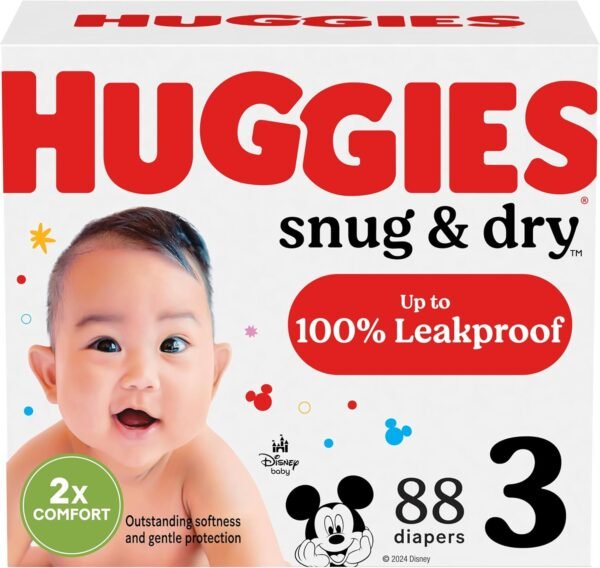 Huggies Size 3 Diapers, Snug & Dry Baby Diapers, Size 3 (16-28 lbs), 88 Count, Packaging May Vary