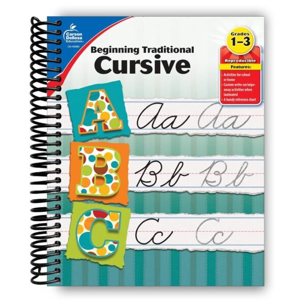 Carson Dellosa Beginning Traditional Cursive Handwriting Workbook for Kids, Handwriting Practice for Cursive Alphabet and Numbers (Learning Spot)