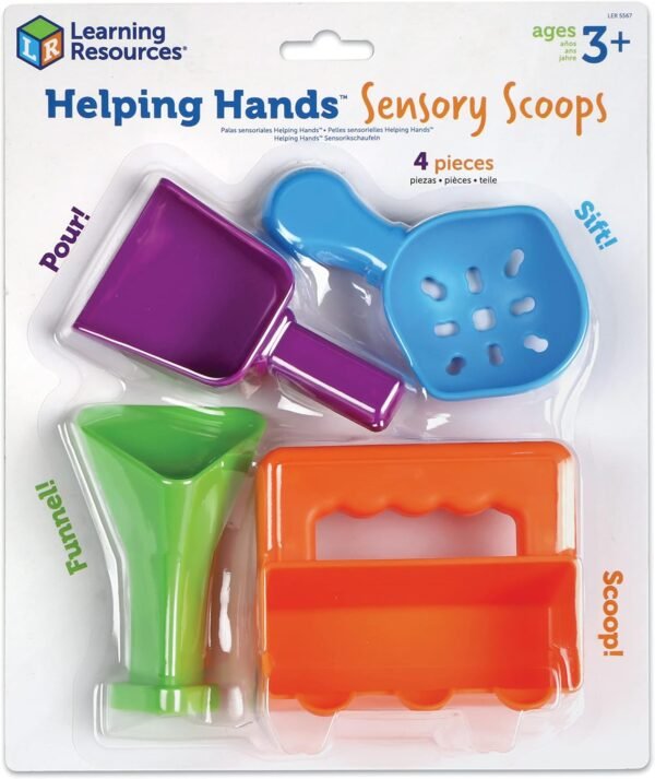 Learning Resources Helping Hands Sensory Scoops - Fidget Sand Toys, Water Bin Play, Tool Set, Fine Motor Games, Toddler Daycare Essentials, Homeschool Preschool, Kinetic Creativity For Kids