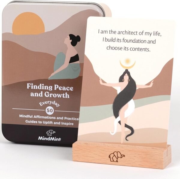 Daily Positive Affirmation Cards for Women - 50 Mindfulness Meditation Cards for Self Care in Tin Box with Wooden Stand - Motivational & Inspirational Gifts for Women, Best Friend, Sister