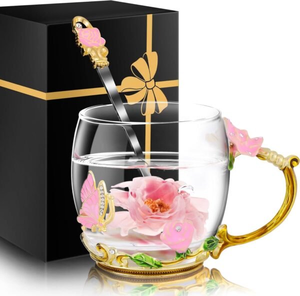 Women Glass Tea Coffee Pretty Cup Cute Mug Tween College Country Girl 18 19 Year Old Birthday Gift Regalos De Cumpleaños Navidad Para Mujer Mama Abuela Mi Novia Maestra 14 Febrero San Valentín Ideas