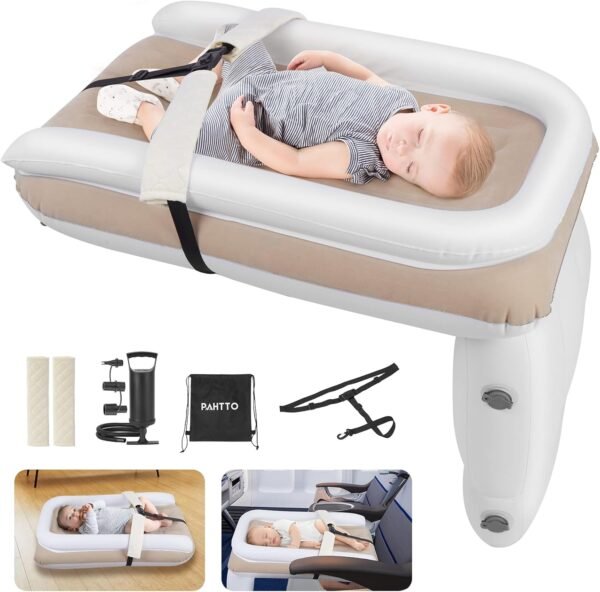 Inflatable Airplane Bed for Kids, Portable Toddlers Airplane Blow Up Bed for Travel, Baby Airplane Mattress with Hand Pump, Toddler Airplane Travel Essentials