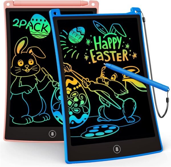 KOKODI 2 Pack LCD Writing Tablet for Kids, 8.5 Inch Colorful Doodle Board, Car Trip Travel Games Learning Toys, Erasable Toddler Drawing Pad, Birthday Gifts for Boys Girls Age 3 4 5 6 7 8(Blue & Pink)