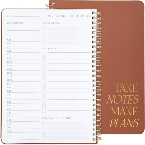 ZICOTO Beautiful Daily Planner And Notebook With Hourly Schedule - Aesthetic Spiral To do List Notepad to Easily Organize Your Work Tasks And Appointments - The Perfect Office Supplies For Women