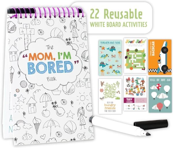 Squirrel Products Original I'm Bored Children's Activity Book, Dry Erase Road Trip Essentials for Kids, Screen Free Activities for Kids Ages 3 and Up