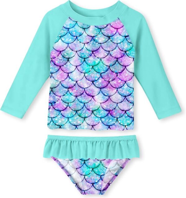 UNIFACO Toddler Girls Swimsuit Rashguard Set Summer Beach Breathable Tankini with UPF 50+ Sun Protection 2-8T