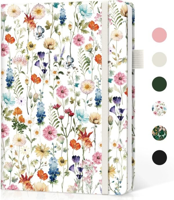 Lined Journal Notebook for Women & Men, Hardcover Leather Journal for writing, A5 College Ruled Notebook for Work & Note Taking, Perfect for Office School Home Supplies, 160 Pages, Garden
