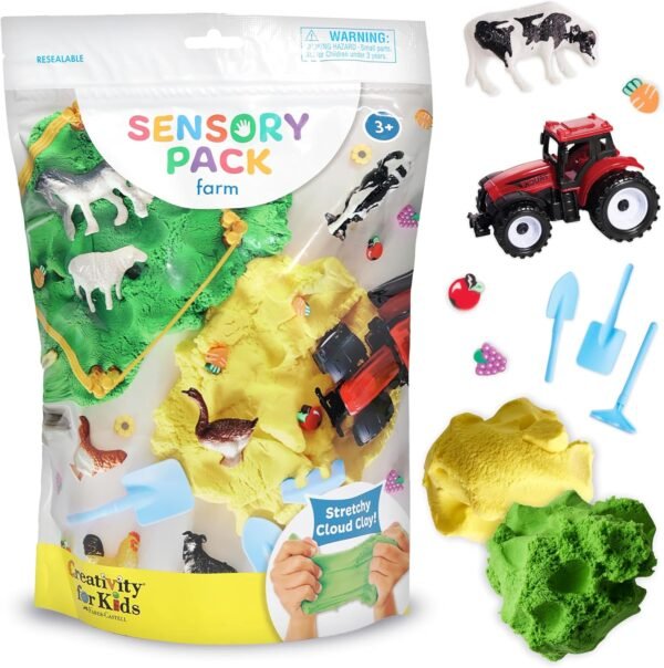 Creativity for Kids Sensory Pack: Farm, Sensory Toys for Toddlers 3-4+, Pretend Play Farm Animals Toys, Toddler Travel Activities