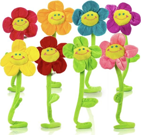 TPlay Flower Plush Kids Toy: Bendable Stem Stuffed Sunflower - Soft Bendy Felt Bouquet Set Age 2-4