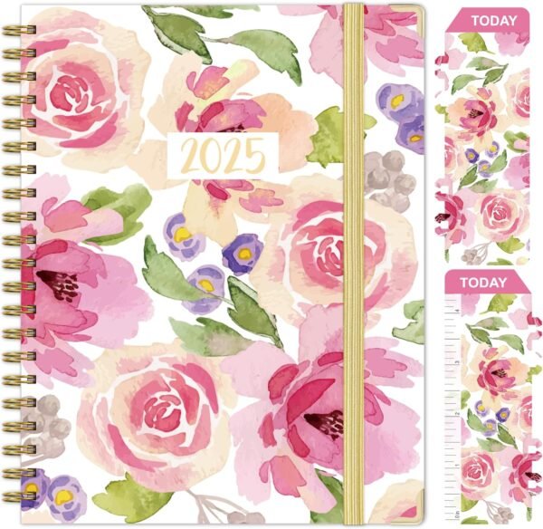 2025 Planner - Weekly and Monthly Planner, Jan to Dec 2025, Calendar Planner Book 2025 with Tabs & Inner Pocket, Office Home School Supplies for Women - Foral Design,A5 (6.3" x 8.5"), Spiral Bound