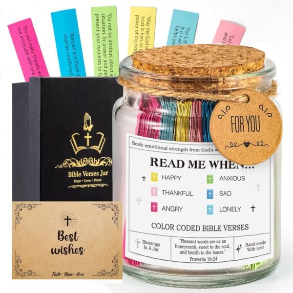 Bible Verse Jar(KJV) - Christian Gifts For Women, Men, Mom, Dad, Friend, Birthday Gifts For Women, Christmas & Mother's Day Gift - Prayer & Hope Jar