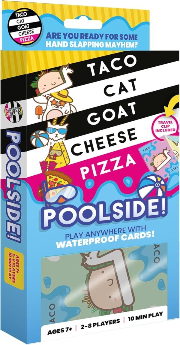 Taco Cat Goat Cheese Pizza - Poolside Edition – Waterproof Card Game for Outdoor Camping, Travel and Family Game Night - Wildly Entertaining & Easy to Learn – 10 Min, Ages 7+, 2-8 Players