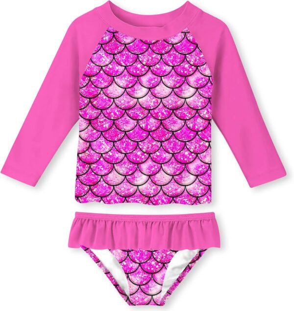UNIFACO Toddler Girls Swimsuit Rashguard Set Summer Beach Breathable Tankini with UPF 50+ Sun Protection 2-8T