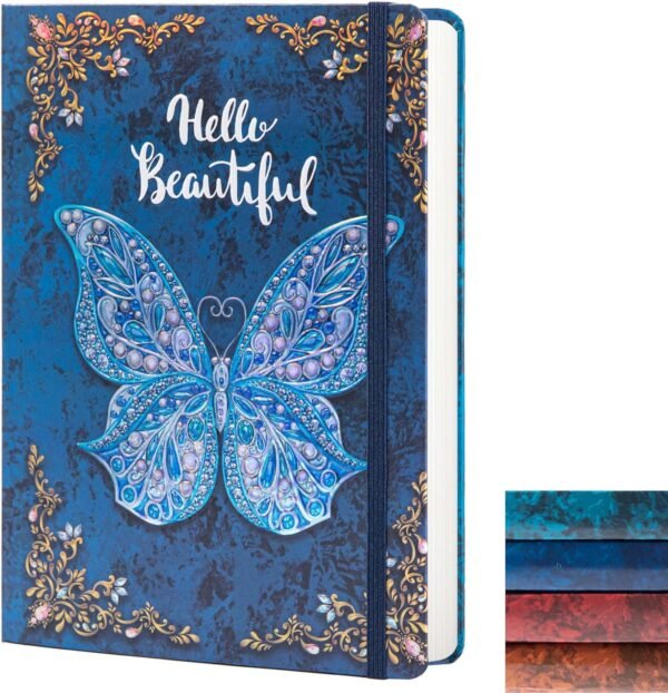 College Ruled Journal for Writing-B5 3D Butterfly Embossed Hardcover notebooks -Writing Journal for Women-with Elastic Closure Band, 192 Pages Lined Paper for School, Office, Home, 9" X 6.9"