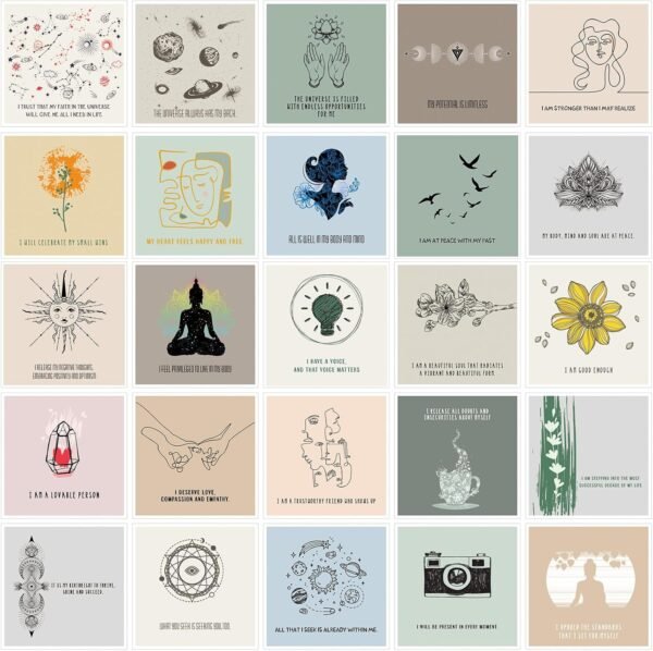 Outus 50 Pcs Positive Affirmation Cards for Women, 4 x 4 Inch Daily Meditation Motivational Cards with Inspirational Questions, Mindfulness Gifts for Adult(Bright Color Series)