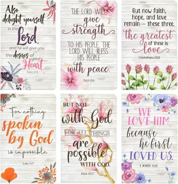 Juvale 6 Pack Prayer Journals for Women - 5x8 Christian Notebooks Bulk with Inspirational Bible Verse Scripture (Floral Designed, 80 Pages)