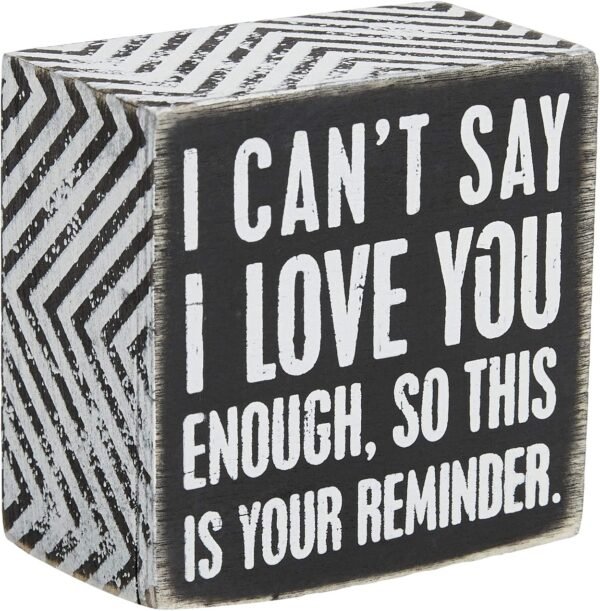 Primitives by Kathy 23238 Chevron Trimmed Box Sign, 3 x 3-Inches, I Love You