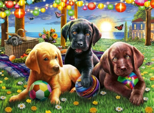 Ravensburger Puppy Picnic 100 Piece Puzzle for Kids - Unique Piece Design | Anti-Glare Surface | Perfect Developmental Toy | Ideal as a Christmas or Birthday Gift