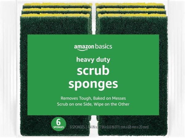 Amazon Basics Heavy Duty Cleaning Sponges, 6 Count, Pack of 1