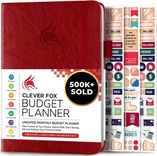 Clever Fox Budget Planner - Expense Tracker Notebook. Monthly Budgeting Organizer, Finance Logbook & Accounts Book, Bill Tracker, A5 (Wine Red)