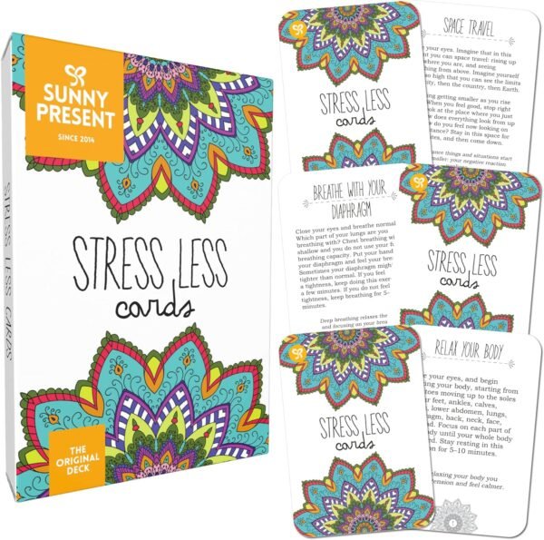 Stress Less Cards - 50 Mindfulness & Meditation Exercises - Self Care Cards that Helps Relieve Stress and Anxiety - The Original Deck