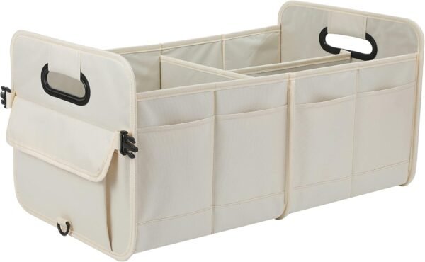 Car Trunk Organizer Car Storage Organizer Collapsible Multi Compartment Car Organizer Adjustable Straps for SUV(Beige)