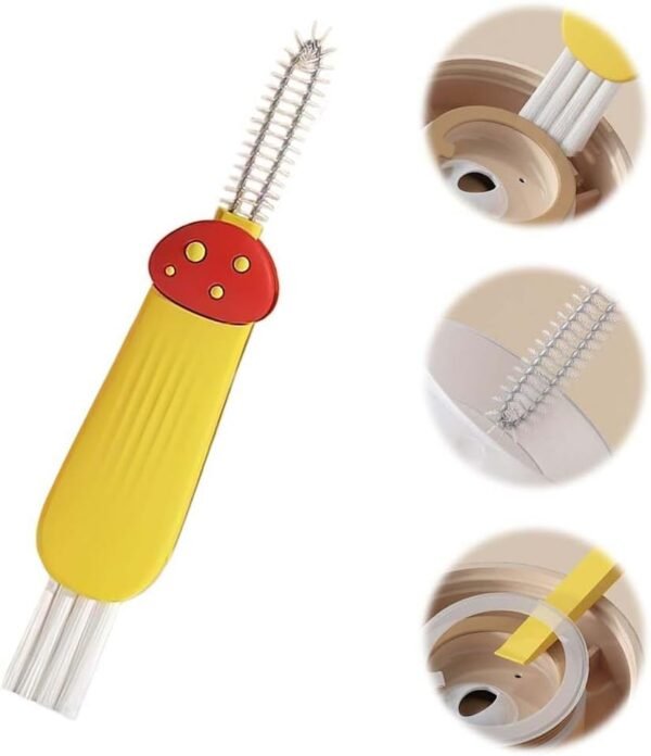 3 in 1 Cup Lid Cleaning Brush, 2024 Multifunctional Crevice Portable Cup Lid Cleaning Brush for Bottle Gap Tight Spaces Cup (C-Yellow)