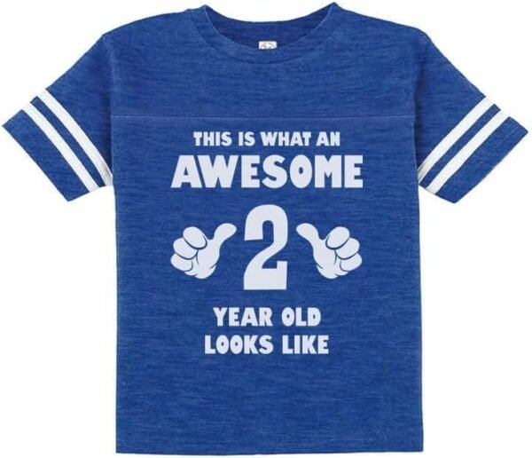 Tstars This is What an Awesome 2 Year Old Looks Like 2nd Birthday Shirt Girls Boys Toddler Kids Jersey T-Shirt