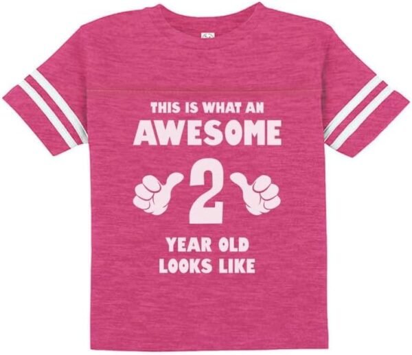 Tstars This is What an Awesome 2 Year Old Looks Like 2nd Birthday Shirt Girls Boys Toddler Kids Jersey T-Shirt