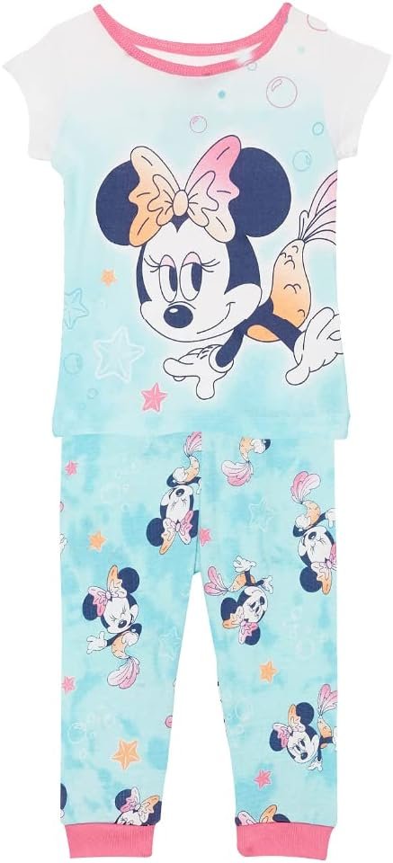 Disney Girls' 2-Piece Snug-fit Cotton Pajama Set, Soft & Cute for Kids