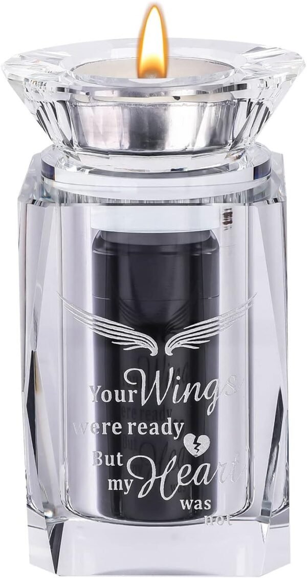 Small Urn Angel Wings Mini Crystal Urns Ashes Cremation Keepsake Holder for Ashes Adult Male Human Pet Dog Remember Your Love One Lost，Memorial for Funeral (Silver)